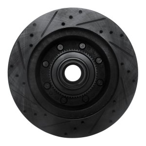 Ford E-150 Econoline Brake Rotor (1) - Front Right - R1 Concepts - Drilled & Slotted - Black - `95-`07